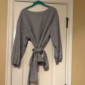 Striped Tie-Front Blouse